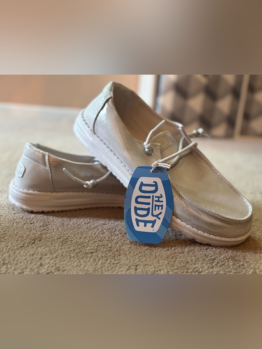 NWT Hey Dude Wendy Silver Metallic Shine